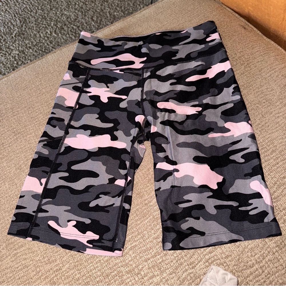 Calvin Klein Pink and Black Camo Bike Shorts